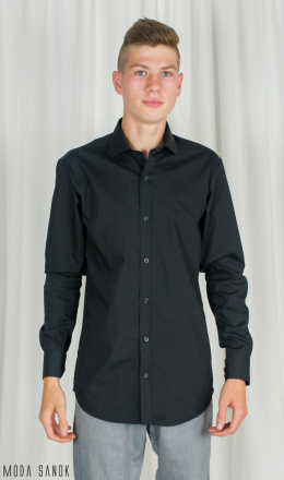 Męska koszula Lazarotte z długim rękawem wzrost 182-188 - czarna - Moda Sanok