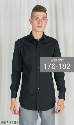 Męska koszula Lazarotte z długim rękawem wzrost 176-182 - czarna