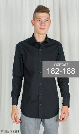 Męska koszula Lazarotte z długim rękawem wzrost 182-188 - czarna - Moda Sanok