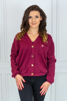 Dzianinowy damski sweterek kolor bordowy Moda Sanok