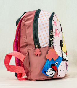 Dwukomorowy plecak dziecięcy w odcieniach różu z wizerunkiem Myszki Minnie - MODA SANOK