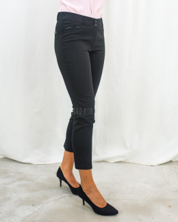 Czarne eleganckie spodnie z ozdobnymi wstawkami przy kieszeniach MTM - MODA SANOK