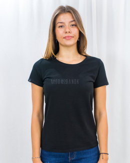 Uniwersalna czarna koszulka z elastycznego materiału z krótkim rękawkiem basic VOLCANO - MODA SANOK