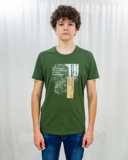 T-shirt VOLCANO męski bawełniany w kolorze zielonym z nadrukiem i napisami - MODA SANOK