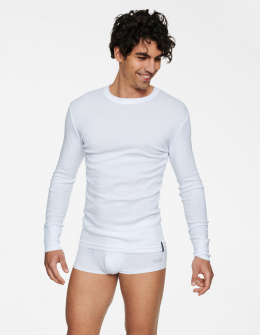 Bawełniana gładka męska koszulka z długim rękawem w kolorze białym Henderson - MODA SANOK