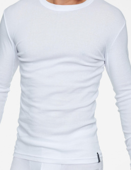 Bawełniana gładka męska koszulka z długim rękawem w kolorze białym Henderson - MODA SANOK