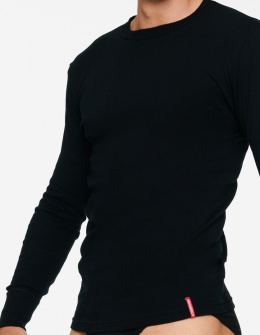 Bawełniana gładka męska koszulka z długim rękawem w kolorze czarnym Henderson - MODA SANOK