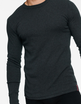 Bawełniana gładka męska koszulka z długim rękawem w kolorze szarym Henderson - MODA SANOK