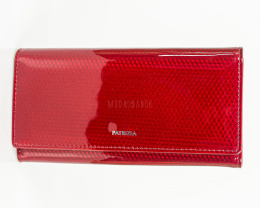 Damski duży elegancki portfel w odcieniach czerwieni w sześcienny wzór - MODA SANOK
