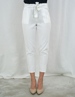 Oryginalne białe spodnie Lavinia damskie wiązane - eleganckie - MODA SANOK