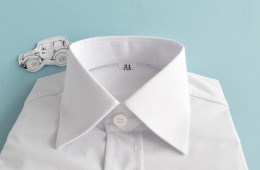 Biała koszula z długim rękawem typu SLIM i kieszonką MIK - MODA SANOK