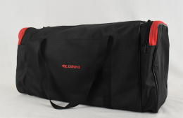 Czarna torba podróżna BISTANA w czerwonymi dodatkami - MODA SANOK