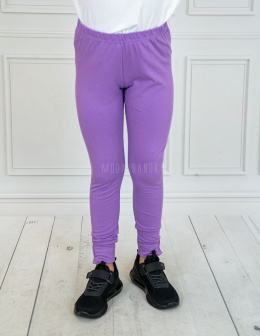 Dziewczęce długie legginsy w kolorze fioletowym z kokardką PIK - MODA SANOK