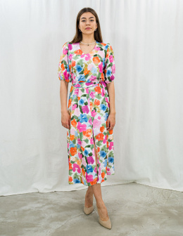 Długa sukienka o wielokolorowym kwiatowym wzorze SOHO FASHION - MODA SANOK