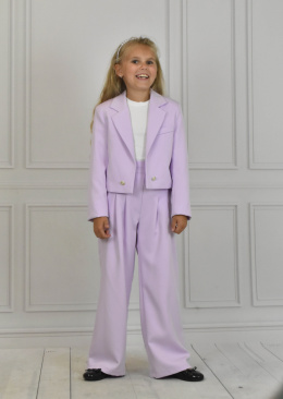 Szerokie spodnie z kieszeniami w kolorze jasnego fioletu ANBOR - MODA SANOK