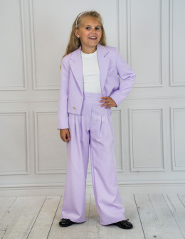 Szerokie spodnie z kieszeniami w kolorze jasnego fioletu ANBOR - MODA SANOK