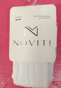 Ciepłe bawełniane rajstopy dziewczęce w kolorze białym NOVITI - MODA SANOK