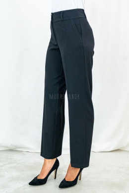 Czarne eleganckie spodnie damskie ze złotą ozdobą na szlufce MTM - MODA SANOK