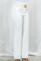 Eleganckie spodnie z pasem o kolorze białym BARTON - MODA SANOK