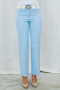 Eleganckie spodnie z pasem o kolorze błękitnym BARTON - MODA SANOK