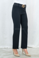 Eleganckie spodnie z pasem w kolorze czarnym BARTON - MODA SANOK