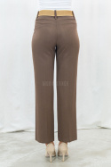 Eleganckie spodnie z paskiem w kolorze brązowym BARTON - MODA SANOK