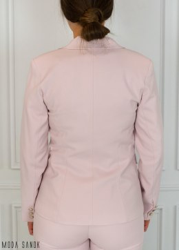 Elegancki pudrowo różowy garnitur damski BB - MODA SANOK