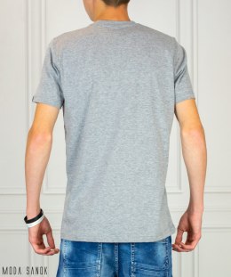 Męska szara koszulka T-shirt z napisami Bastion Moda Sanok
