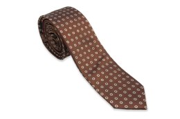 Brązowy krawat we wzory - Moda Sanok