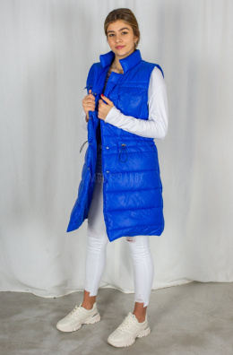 Kamizelka-bezrękawnik CARI długa pikowana ciepła w kolorze niebieskim MODA SANOK