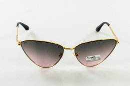 Okulary przeciwsłoneczne damskie KOCIE OCZY z metalową oprawką w kolorze złota MODA SANOK