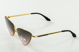 Okulary przeciwsłoneczne damskie KOCIE OCZY z metalową oprawką w kolorze złota MODA SANOK