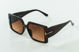 Okulary przeciwsłoneczne damskie kwadratowe duże lekkie brązowe MODA SANOK