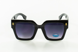 Okulary przeciwsłoneczne damskie lekkie, duże, kwadratowe, plastikowe z dodatkiem złota MODA SANOK