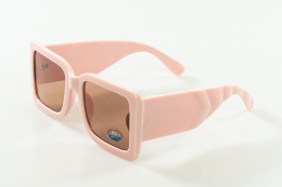 Okulary przeciwsłoneczne damskie różowe kwadratowe duże lekkie plastikowe MODA SANOK