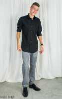 Męska koszula Lazarotte z długim rękawem wzrost 170-176 - czarna - Moda Sanok
