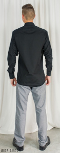 Męska koszula Lazarotte z długim rękawem wzrost 170-176 - czarna - Moda Sanok