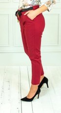 Oryginalne spodnie Lavinia damskie wiązane na gumce eleganckie - WINO (bordo) - Moda Sanok