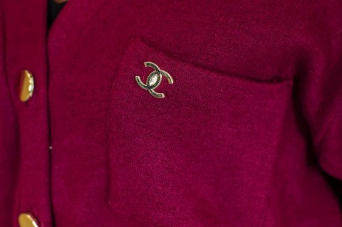 Dzianinowy damski sweterek kolor bordowy Moda Sanok