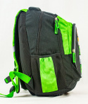 Dwukomorowy czarno-zielony plecak z nadrukami z Minecrafta i napisami - MODA SANOK