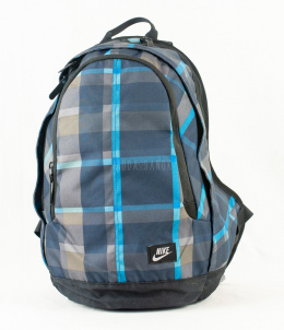 Dwukomorowy plecak Nike w kratkę w różnych odcieniach niebieskiego i brązu - MODA SANOK
