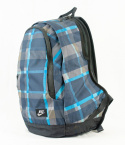 Dwukomorowy plecak Nike w kratkę w różnych odcieniach niebieskiego i brązu - MODA SANOK