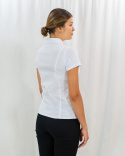Elegancka koszula damska w kolorze białym z krótkim rękawem Strefa Mody - MODA SANOK