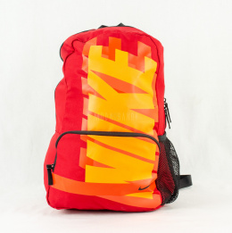 Plecak, szkolny, sportowy, miejski w kolorze czerwonym z dużym pomarańczowym logowaniem NIKE -MODA SANOK