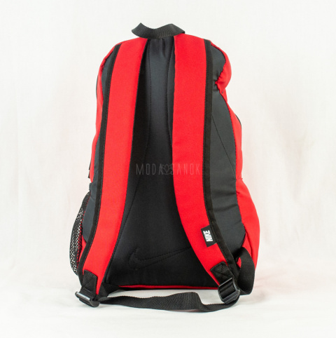Plecak, szkolny, sportowy, miejski w kolorze czerwonym z dużym pomarańczowym logowaniem NIKE -MODA SANOK
