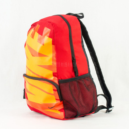 Plecak, szkolny, sportowy, miejski w kolorze czerwonym z dużym pomarańczowym logowaniem NIKE -MODA SANOK