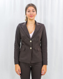 Damski elegancki garnitur w kolorze brązowym - spodnie i marynarka MTM - MODA SANOK