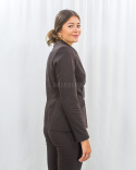 Damski elegancki garnitur w kolorze brązowym - spodnie i marynarka MTM - MODA SANOK
