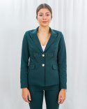 Damski elegancki garnitur w kolorze butelkowej zieleni - spodnie i marynarka MTM - MODA SANOK