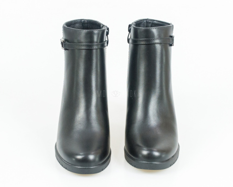 Damskie ocieplane buty na wysokim obcasie z ozdobną klamerką z kryształkami SERGIO LEONE - MODA SANOK